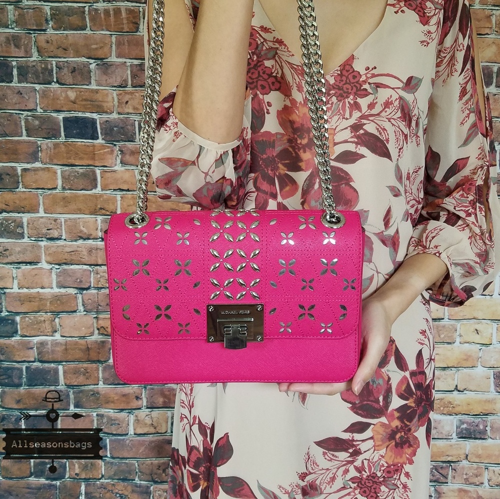 Michael kors tina medium shoulder flap pink bag - Picture 2 of 8